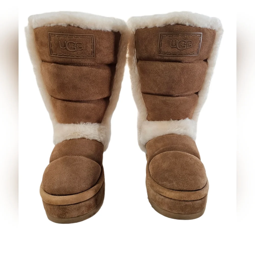 UGG Chestnut Tan Shearling Trim Winter Boots